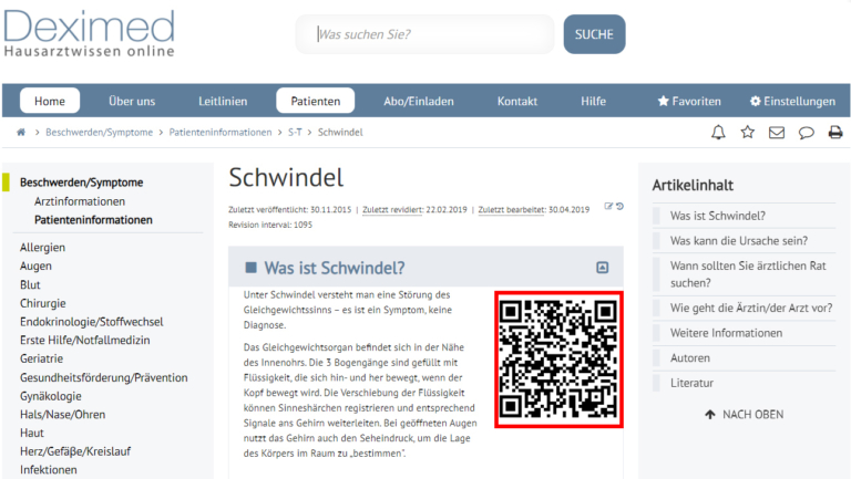 Screen Shot QR Patienten